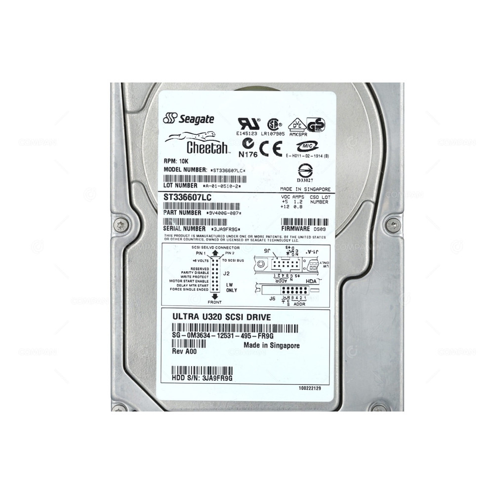 M3634 DELL HARD DRIVE 36GB 10K U320 3.5 SCSI 0M3634